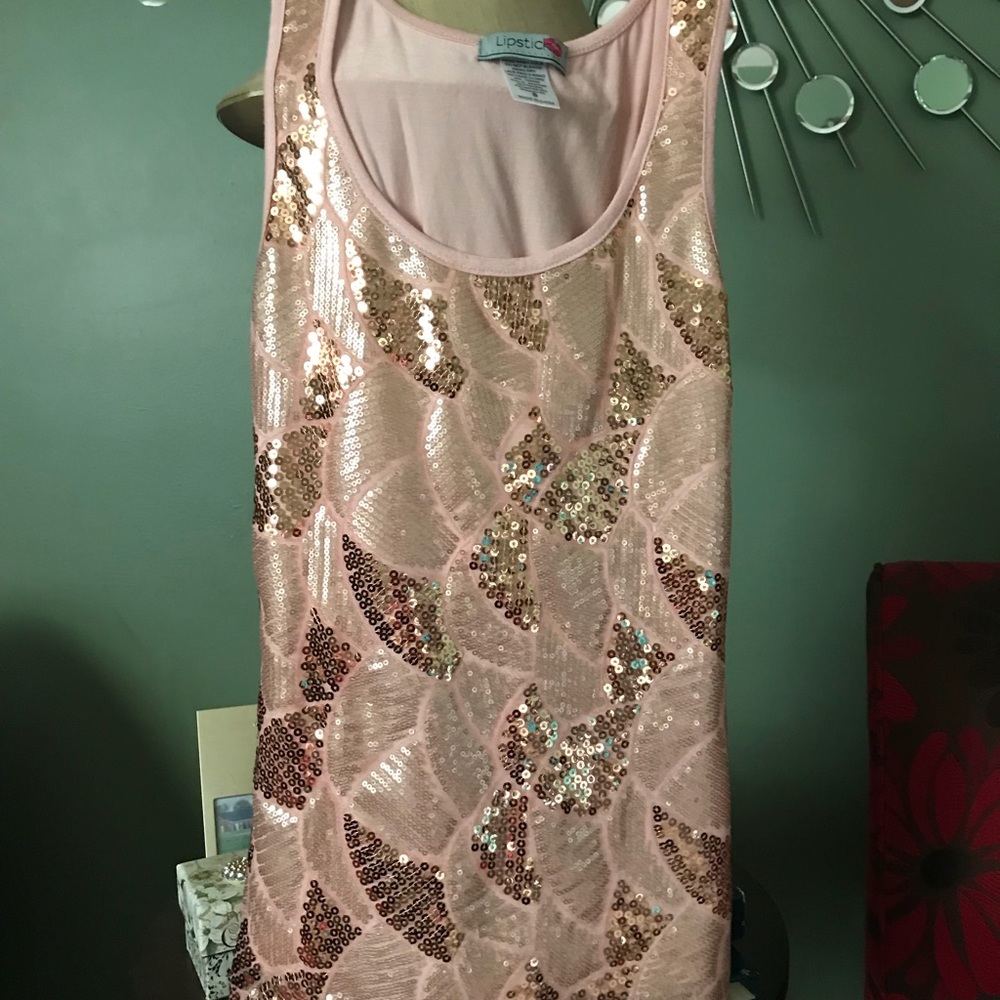 Rose gold sequin tank top